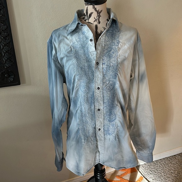 RA.RE Embroidered Tie Dye Button Up Shirt - Picture 1 of 8